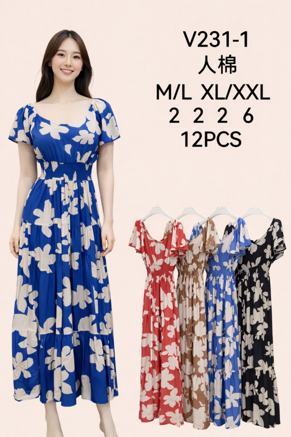 Sukienki damskie Roz M-2XL,  Mix Kolor .Paczka 12 szt